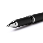 Stylo roller en plastique à finition mate et encre gel bleue couleur noir vue détaillée 1