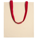 Sac en coton 100 % avec anses longues colorées 140 g/m² couleur rouge deuxième vue