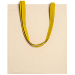 Sac en coton 100 % avec anses longues colorées 140 g/m² couleur jaune deuxième vue