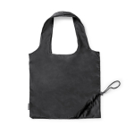 Sac de courses pliable en plastique recyclé avec cordon de serrage couleur noir deuxième vue