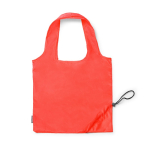Sac de courses pliable en plastique recyclé avec cordon de serrage couleur rouge deuxième vue