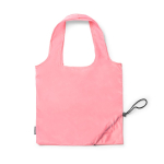 Sac de courses pliable en plastique recyclé avec cordon de serrage couleur rose deuxième vue