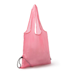 Sac de courses pliable en plastique recyclé avec cordon de serrage couleur rose première vue d'usage