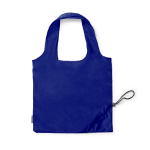 Sac de courses pliable en plastique recyclé avec cordon de serrage couleur bleu marine deuxième vue