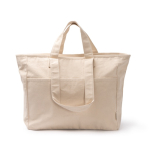 Sac en coton recyclé avec fermeture éclair et poches 420 g/m² couleur naturel deuxième vue