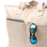 Sac en coton recyclé avec fermeture éclair et poches 420 g/m² couleur naturel vue détaillée 1