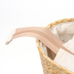 Sac en paille avec doublure en coton et longues anses en similicuir couleur naturel vue détaillée 2