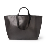 Sac réutilisable à soufflet avec anses renforcées en plastique tissé couleur noir deuxième vue