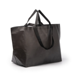 Sac réutilisable à soufflet avec anses renforcées en plastique tissé couleur noir première vue d'usage