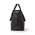 Sac réutilisable à soufflet avec anses renforcées en plastique tissé couleur noir troisième vue