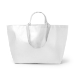 Sac réutilisable à soufflet avec anses renforcées en plastique tissé couleur blanc deuxième vue