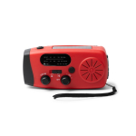 Radio d’urgence multifonction, lampe torche et sirène SOS 2 000 mAh couleur rouge deuxième vue