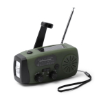 Radio d’urgence multifonction, lampe torche et sirène SOS 2 000 mAh couleur vert foncé première vue d'usage