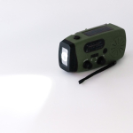 Radio d’urgence multifonction, lampe torche et sirène SOS 2 000 mAh couleur vert foncé vue détaillée 3