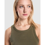 Débardeur femme en maille côtelée 270 g/m² Roly Direct Dribe couleur vert militaire vue détaillée 3