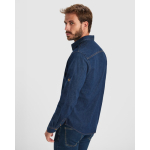 Chemise en denim de coton avec tissu stretch 210g/m² Roly Direct Lujan couleur bleu jean vue détaillée 1