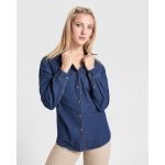 Chemise en jean pour femme, manches longues 210 g/m² Roly Direct Lujan couleur bleu jean vue détaillée 1