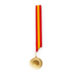 Médaille en métal avec ruban en polyester et mousqueton Ø 5 cm couleur rouge foncé deuxième vue