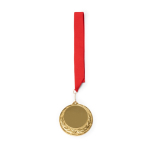 Médaille métallique avec ruban en polyester et mousqueton Ø 7 cm couleur rouge deuxième vue
