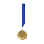 Médaille métallique avec ruban en polyester et mousqueton Ø 7 cm couleur bleu roi deuxième vue