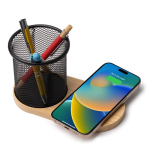 Stylo multifonction avec charge sans fil 15 W et bambou couleur naturel vue détaillée 1