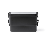 Lunch box en plastique à double compartiment avec couverts 2,3 L couleur noir deuxième vue