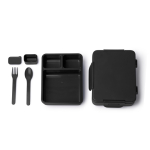 Lunch box en plastique anti-fuite avec compartiments et couverts 1 L couleur noir deuxième vue