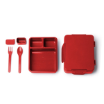 Lunch box en plastique anti-fuite avec compartiments et couverts 1 L couleur rouge deuxième vue