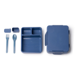 Lunch box en plastique anti-fuite avec compartiments et couverts 1 L couleur bleu marine deuxième vue