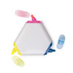 Surligneur 3 en 1 triangulaire en plastique avec 3 coloris différents couleur blanc vue détaillée 2