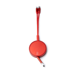 Câble de charge rétractable compact à double sortie et 3 connexions couleur rouge deuxième vue