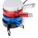 Câble de charge rétractable compact à double sortie et 3 connexions couleur rouge vue détaillée 2