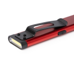 Lampe torche double ultra-plate avec aimant et clip, 3 intensités couleur rouge vue détaillée 3