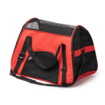 Sac à dos en RPET pour animaux avec grille et base renforcée couleur rouge première vue d'usage