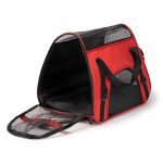 Sac à dos en RPET pour animaux avec grille et base renforcée couleur rouge vue détaillée 1