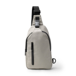 Sac bandoulière en coton recyclé avec fermetures éclair et sangle couleur beige deuxième vue