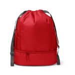 Sac à dos à cordons réglable en polyester 600D avec poche à chaussures couleur rouge deuxième vue
