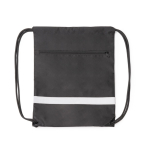 Sac à dos écologique à cordons réglables avec poche zippée couleur noir deuxième vue