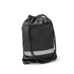 Sac à dos écologique à cordons réglables avec poche zippée couleur noir première vue d'usage