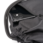 Sac à dos écologique à cordons réglables avec poche zippée couleur noir vue détaillée 1