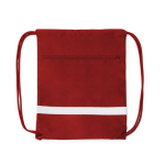 Sac à dos écologique à cordons réglables avec poche zippée couleur rouge deuxième vue