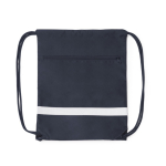 Sac à dos écologique à cordons réglables avec poche zippée couleur bleu marine deuxième vue