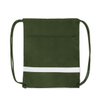 Sac à dos écologique à cordons réglables avec poche zippée couleur vert foncé deuxième vue