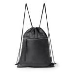 Sac à dos cordons réglables avec poche et bande réfléchissante couleur noir deuxième vue