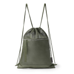Sac à dos cordons réglables avec poche et bande réfléchissante couleur vert foncé deuxième vue