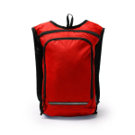 Sac à dos en RPET avec bande réfléchissante et double fermeture éclair couleur rouge deuxième vue