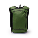 Sac à dos en RPET avec bande réfléchissante et double fermeture éclair couleur vert foncé deuxième vue