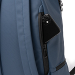 Sac à dos en similicuir avec poches antivol et à chaussures 9” couleur bleu marine vue détaillée 1