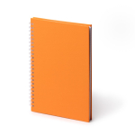 Bloc-notes A5 à anneaux en plastique recyclé avec pages quadrillées couleur jaune première vue d'usage