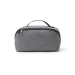 Trousse fabriquée en plastique recyclé avec fermeture zippée diagonale couleur gris clair deuxième vue